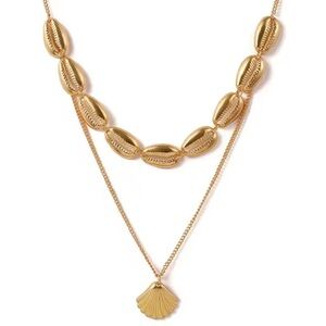 Gold Layered Necklace with Shell Pendant